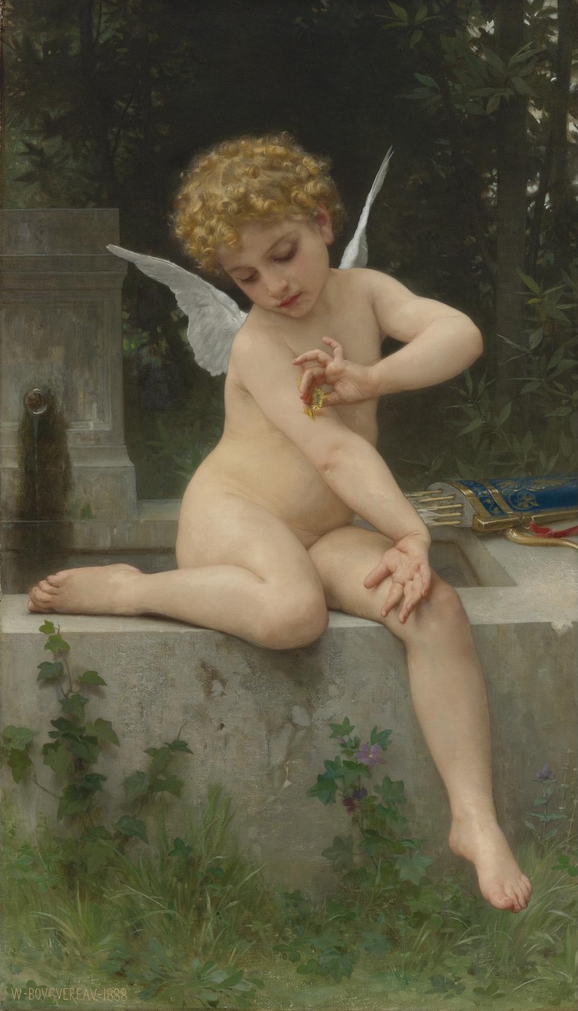 Cupido con una mariposa