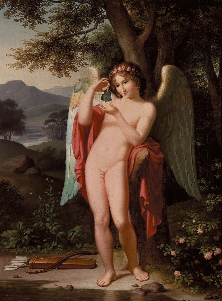 Cupido con una mariposa