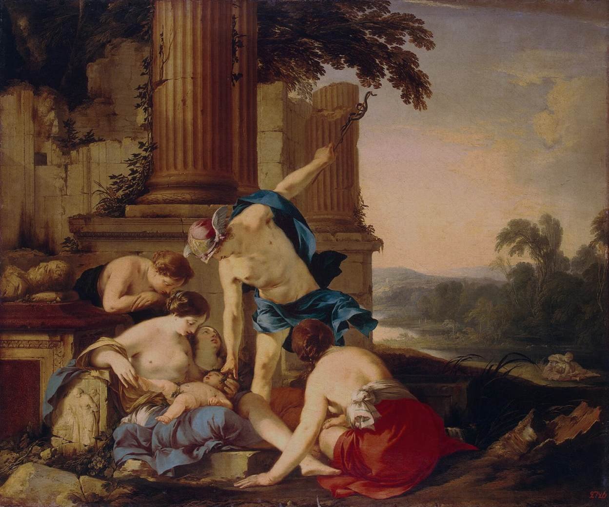 Mercurio lleva a Baco para que lo críen las Ninfas