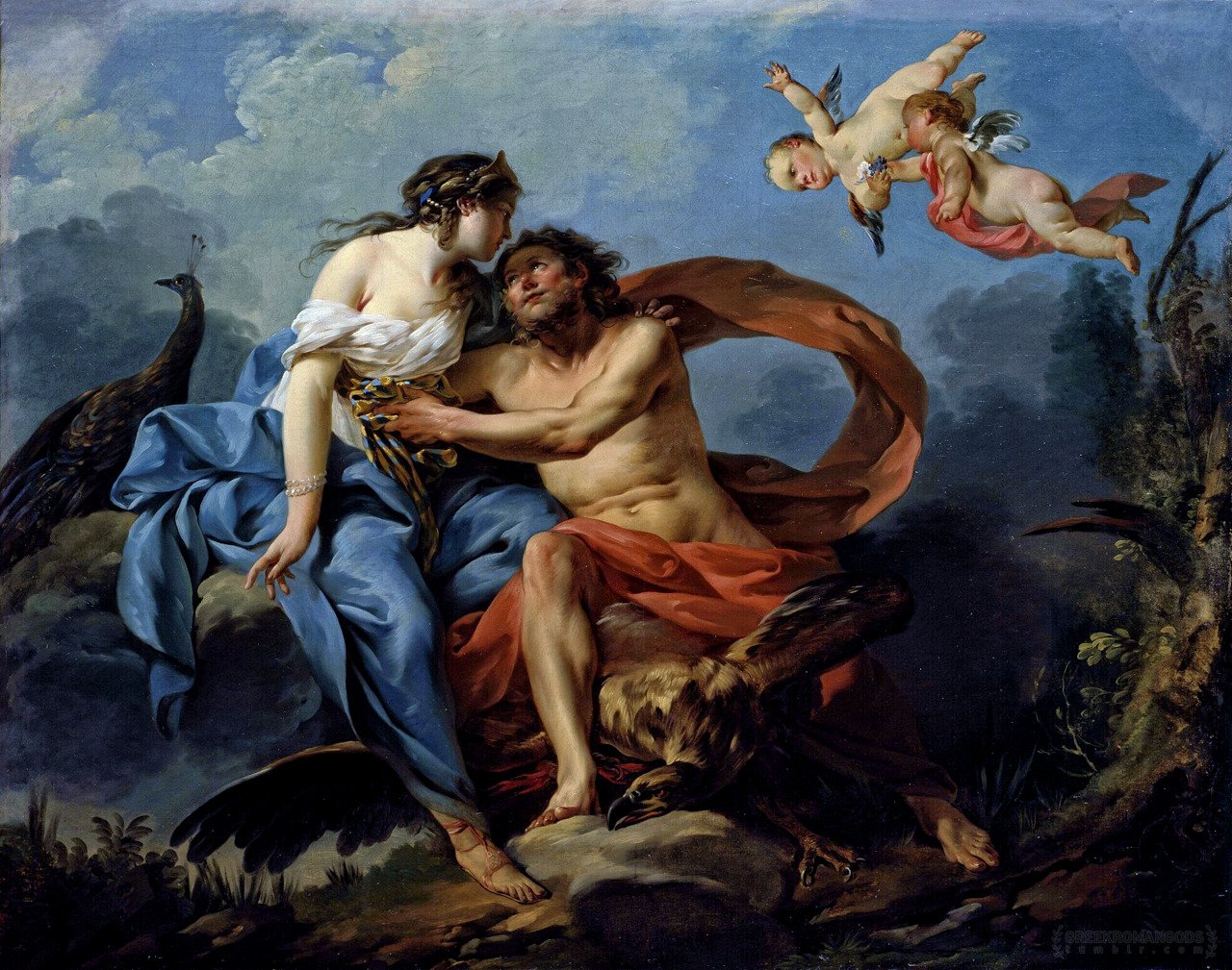 Juno engaña a Júpiter con el cinturón de Venus