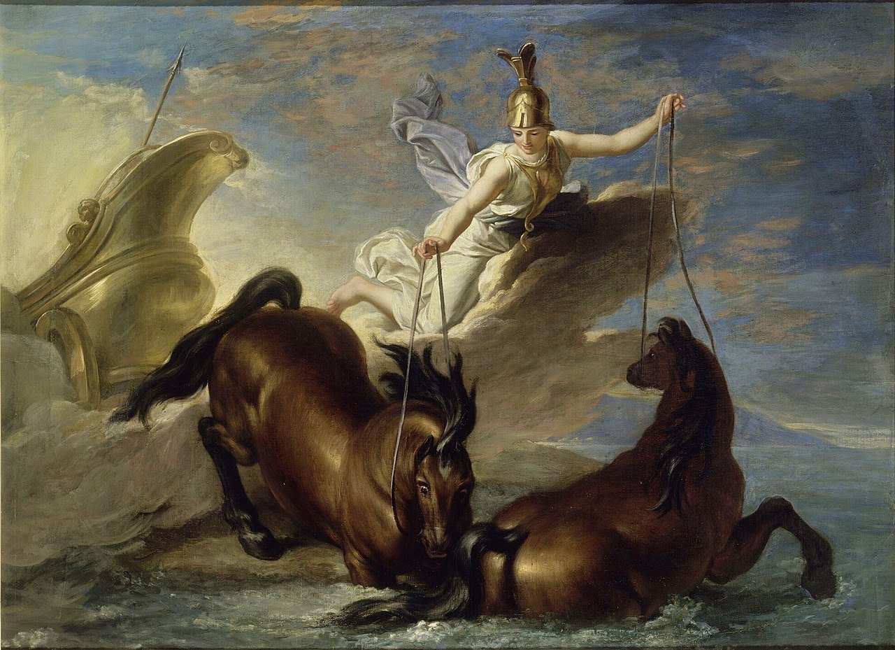 Minerva abrevando sus caballos en el mar