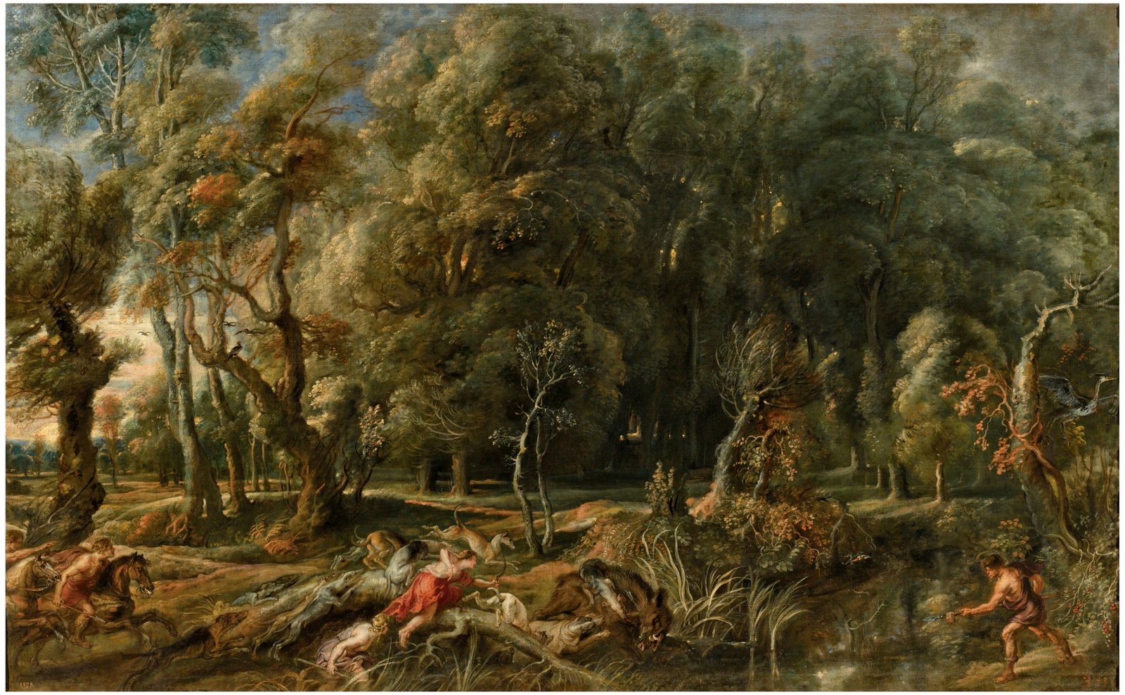 Atalanta y Meleagro cazando el jabalí de Calidón