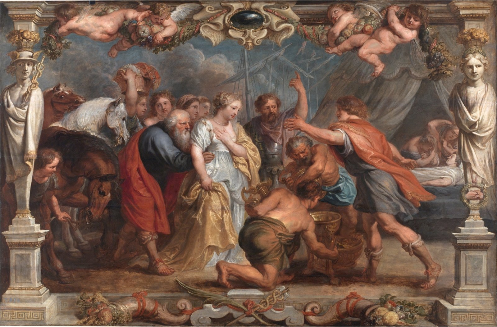 Briseida devuelta a Aquiles por Néstor